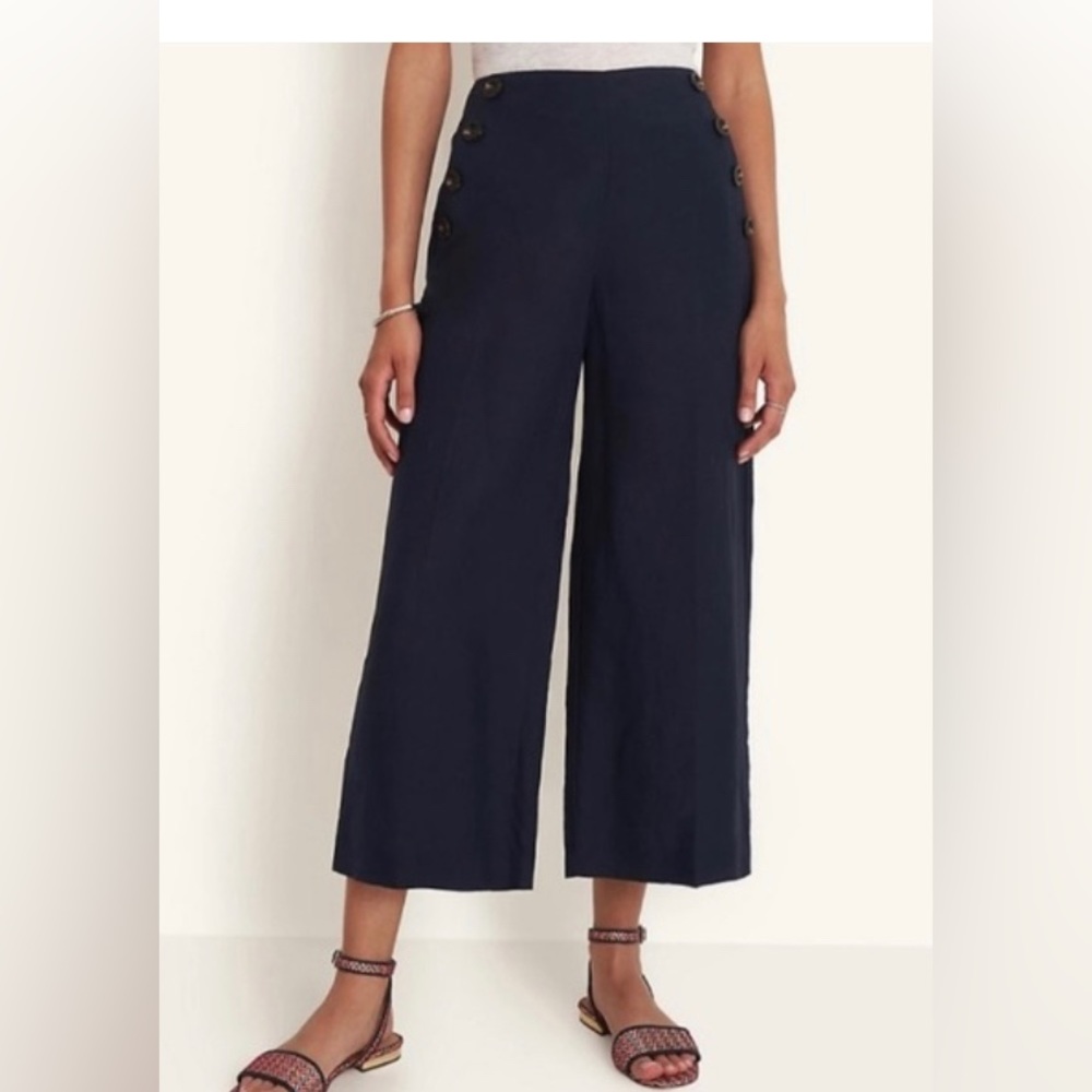 🌷ANN TAYLOR WIDE LEG EASY CROP SAILOR PANTS NWT 6P